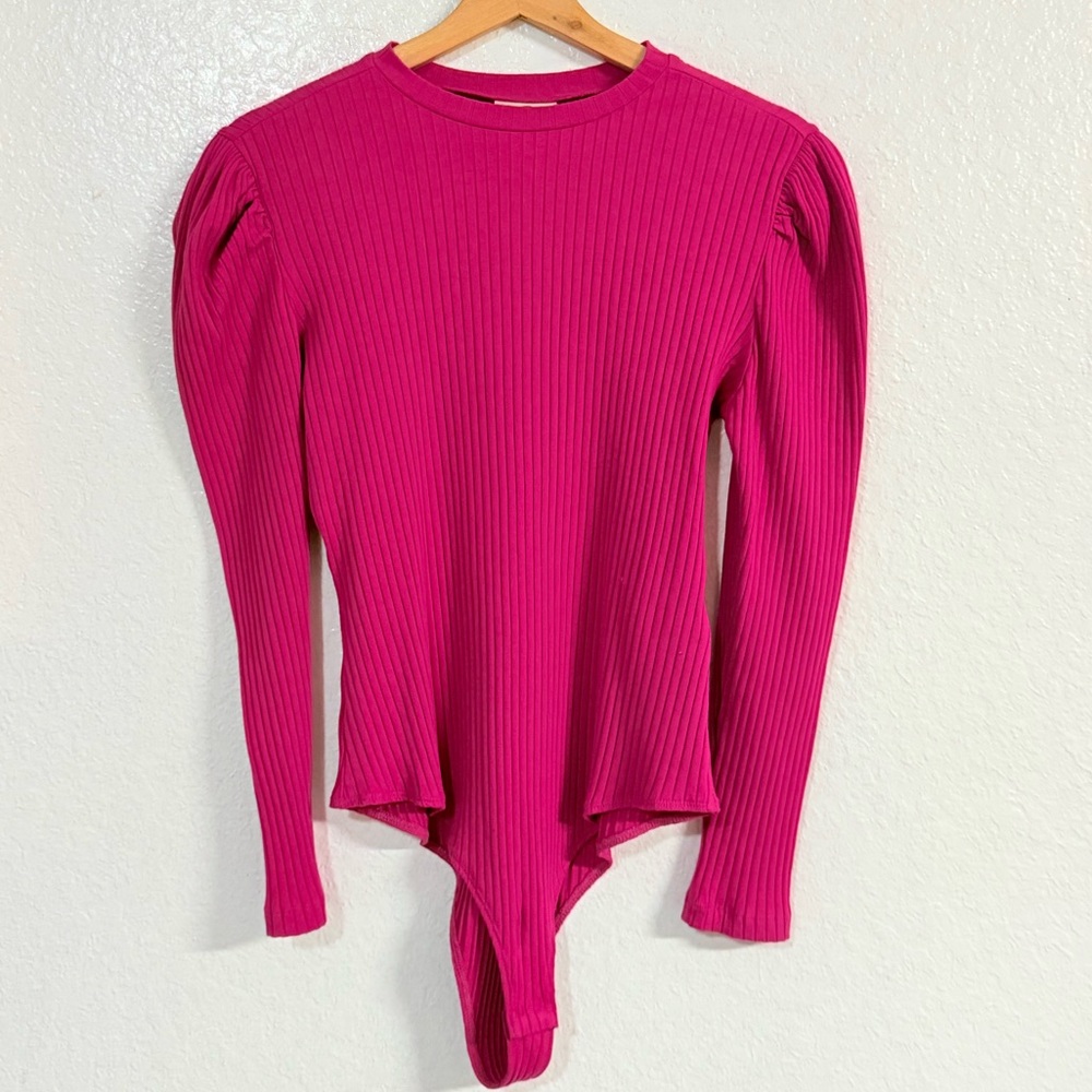 FARM Rio Pink Ribbed Long Sleeve Top - Picture 3 of 12